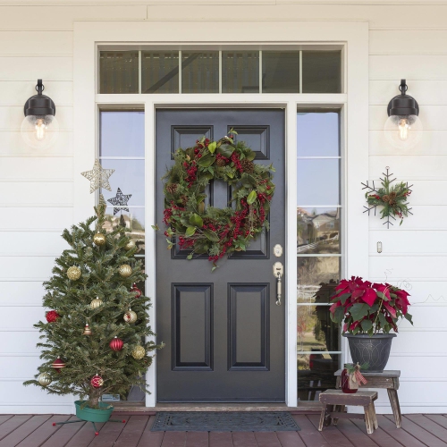 2-Pack Mid-Century Modern Transitional 1-Light Black Outdoor Wall Sconces Glass Patio Lamp