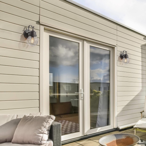 2-Pack Mid-Century Modern Transitional 1-Light Black Outdoor Wall Sconces Glass Patio Lamp