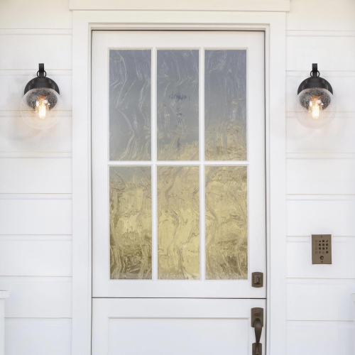2-pack Modern Black 1-Light Industrial Outdoor Wall Lights Globe Glass Sconces