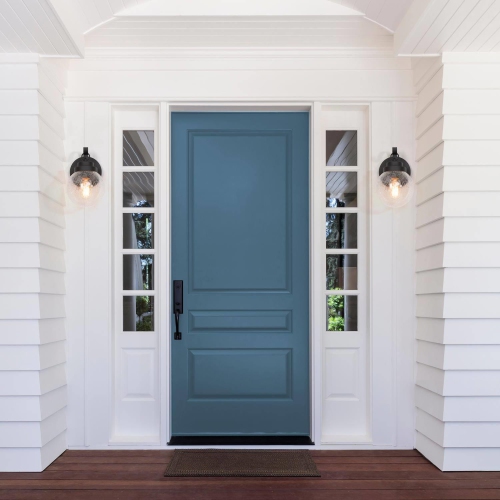 2-pack Modern Black 1-Light Industrial Outdoor Wall Lights Globe Glass Sconces