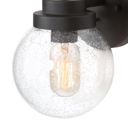 2-pack Modern Black 1-Light Industrial Outdoor Wall Lights Globe Glass Sconces
