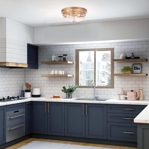 Plafonnier moderne en laiton doré à 3 lumières avec fini verre bosselé&nbsp;