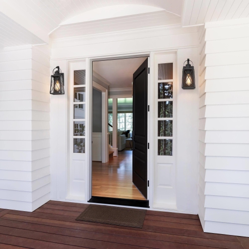 Modern Rustic 2-Pack Wall Scones Industrial Metal Outdoor Light with Glass Shade 