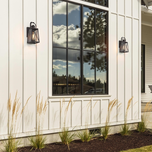 Modern Rustic 2-Pack Wall Scones Industrial Metal Outdoor Light with Glass Shade 