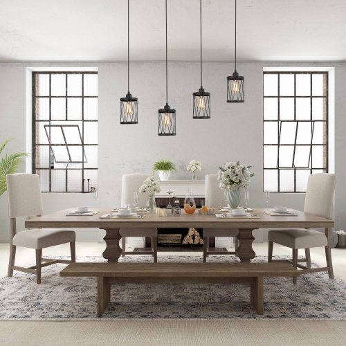 Suspension moderne à 1 lumière industrielle à cage métallique pour îlot de cuisine