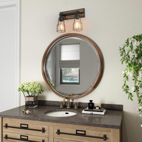 2-Light Black Industrial Farmhouse Wall Sconce Light Fixture for Living Room and Hallway