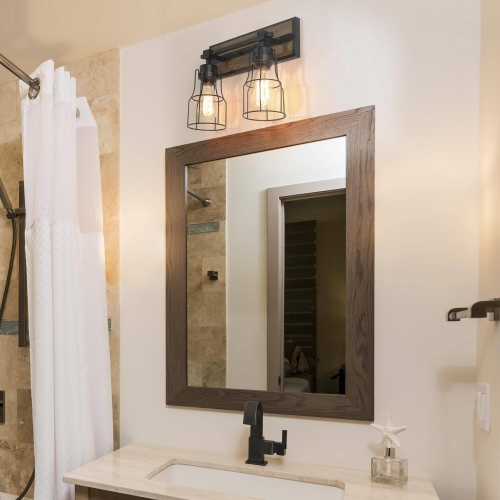 2-Light Black Industrial Farmhouse Wall Sconce Light Fixture for Living Room and Hallway