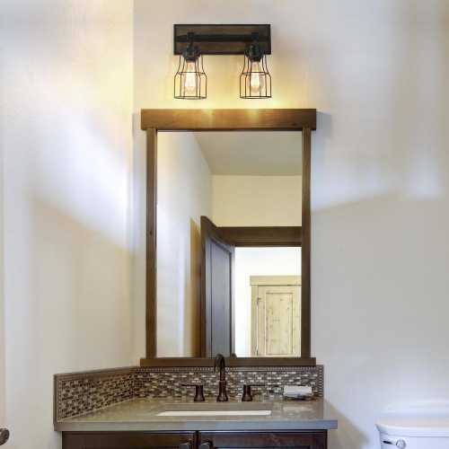 2-Light Black Industrial Farmhouse Wall Sconce Light Fixture for Living Room and Hallway