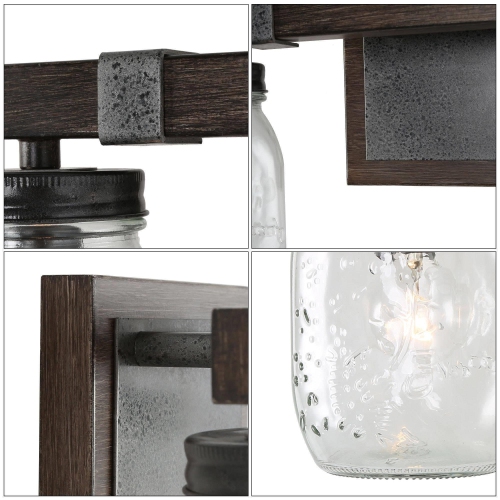 Modern Farmhouse 2-Light Mason Jar Bathroom Vanity Lights Glass Wall Sconces