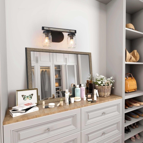 2-Light Farmhouse Bathroom Mason Jar Glass Vanity Lights Wall Sconces