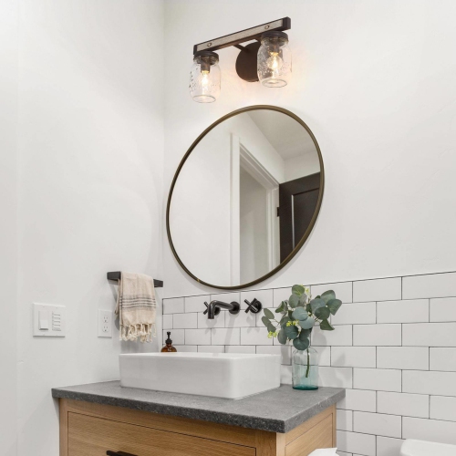 2-Light Farmhouse Bathroom Mason Jar Glass Vanity Lights Wall Sconces