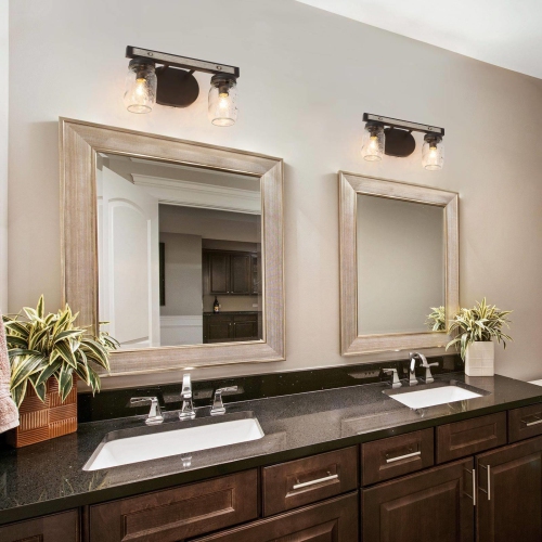 2-Light Farmhouse Bathroom Mason Jar Glass Vanity Lights Wall Sconces