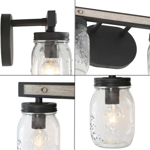 2-Light Farmhouse Bathroom Mason Jar Glass Vanity Lights Wall Sconces