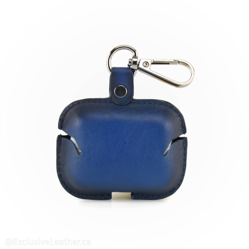 Apple Airpod Pro Case Cover - Cowhide Leather / Blue 2 tone