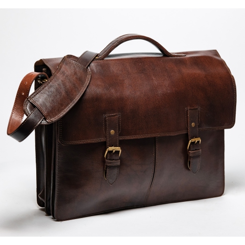 HIDES CANADA  Hides Complete Leather Laptop Travel Briefcase 17" – Antique In Brown