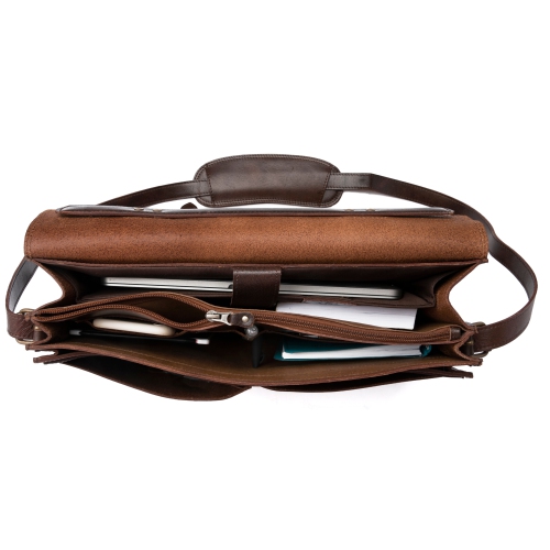 HIDES Complete Leather Laptop Travel Briefcase 17" – ANTIQUE BROWN