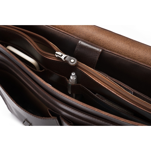 HIDES Complete Leather Laptop Travel Briefcase 17" – ANTIQUE BROWN
