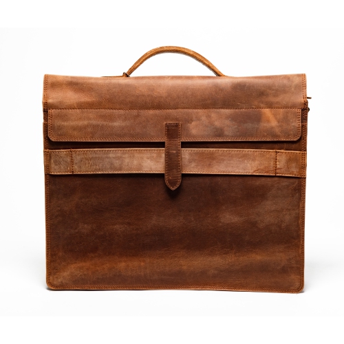 HIDES Complete Leather Laptop Travel Briefcase 17" – Saddle Brown