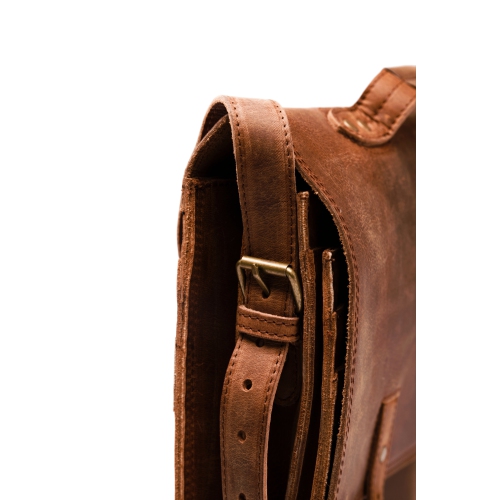 HIDES Complete Leather Laptop Travel Briefcase 17" – Saddle Brown