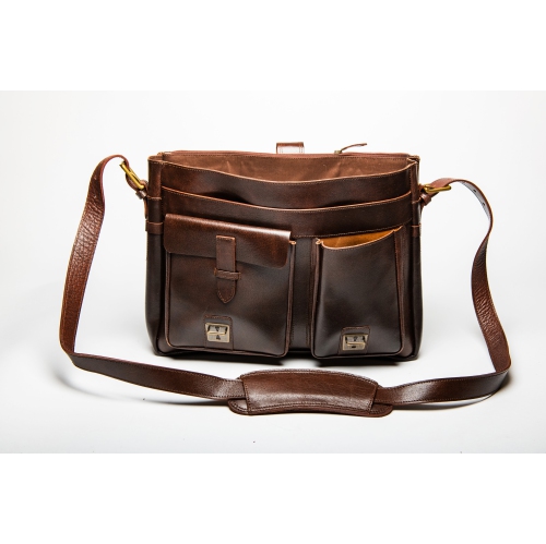 HIDES Front Pocket Leather Laptop Travel Briefcase 15" – ANTIQUE BROWN