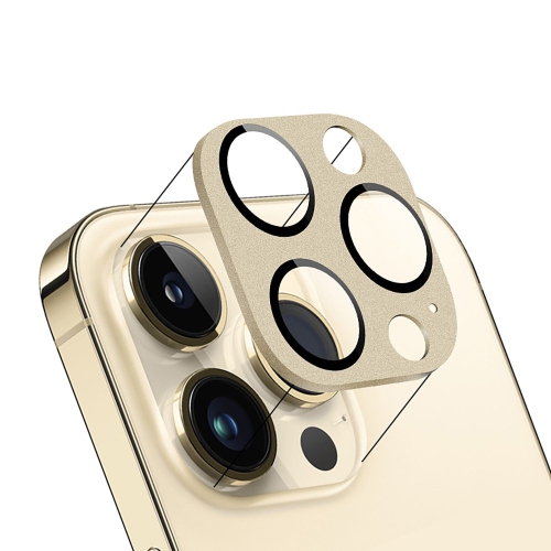 for Apple iPhone 14 Pro (6.1 inch) Golden Chrome Frame Transparent Hybrid with Lens Protector Shockproof Bumper Hard PC Phone Case Cover by Xpression