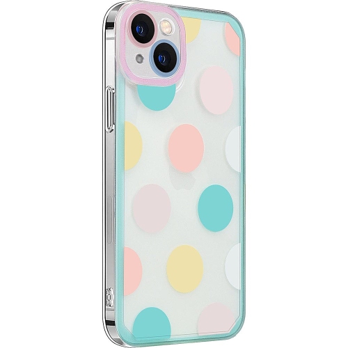 SAHARACASE  - Polkadot Hybrid-Flex Hard Shell Case for Apple Iphone 14 Plus - Clear/pink/teal