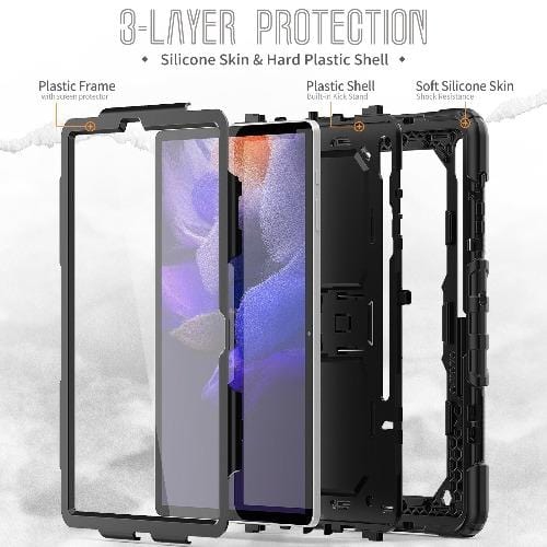 SaharaCase - DEFENSE Series Case for Samsung Galaxy Tab S7 FE and Tab S8 Plus - Black