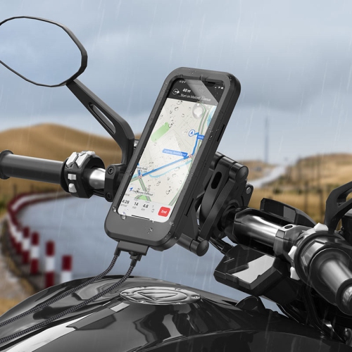 Support de téléphone portable étanche universel pour vélo/moto/poussette, guidon réglable mains libres rotatif à 360°