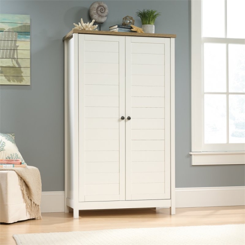 Sauder – grande armoire de rangement en bois Cottage Road, blanc doux
