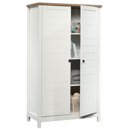 Sauder – grande armoire de rangement en bois Cottage Road, blanc doux