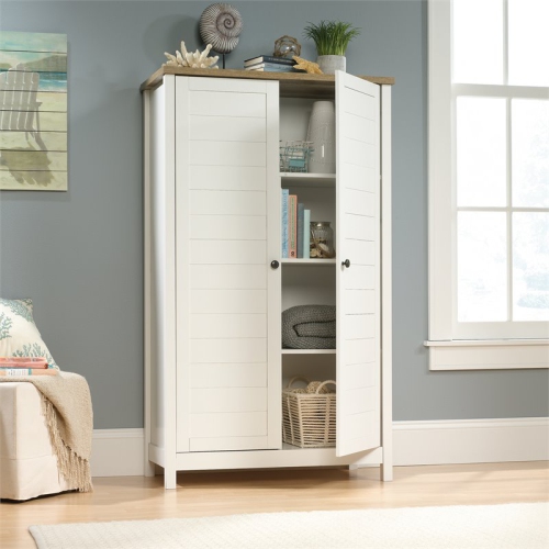 Sauder – grande armoire de rangement en bois Cottage Road, blanc doux