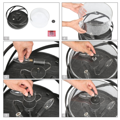 Modern Industrial 3-Light Seeded Glass Drum Flush Mount Ceiling Light