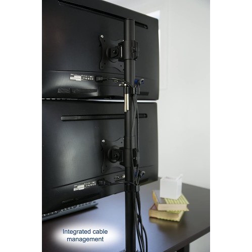 Dual Computer Monitor Desk Mount Stand Vertical Array for 2 Screens up to 27 inches STAND-V002R