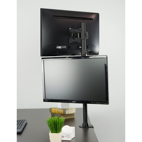 Dual Computer Monitor Desk Mount Stand Vertical Array for 2 Screens up to 27 inches STAND-V002R