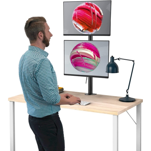 Bracwiser Dual Vertical Fully Adjustable Monitor Arm Stand Mount Fits Two Screen 13-32 inch 22lbs for Monitor Computer Screen 13 15 17 19 20 22 23 24