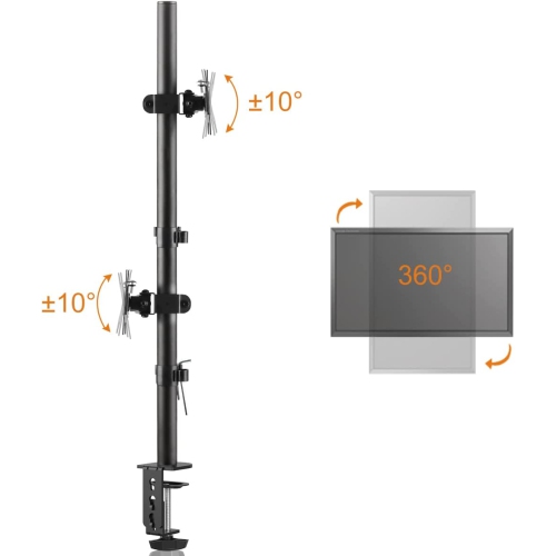Bracwiser Dual Vertical Fully Adjustable Monitor Arm Stand Mount Fits Two Screen 13-32 inch 22lbs for Monitor Computer Screen 13 15 17 19 20 22 23 24