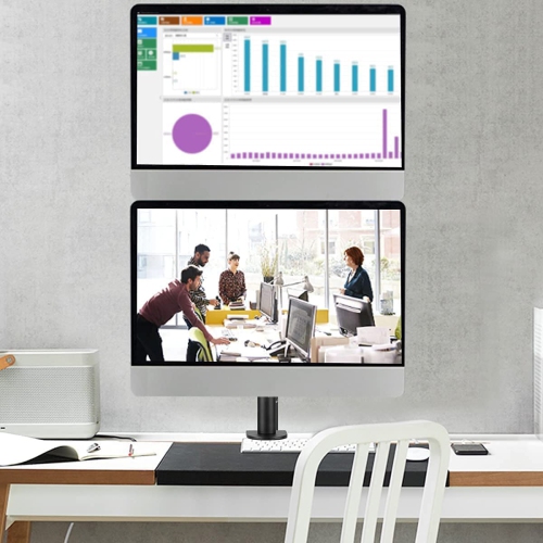 Bracwiser Dual Vertical Fully Adjustable Monitor Arm Stand Mount Fits Two Screen 13-32 inch 22lbs for Monitor Computer Screen 13 15 17 19 20 22 23 24