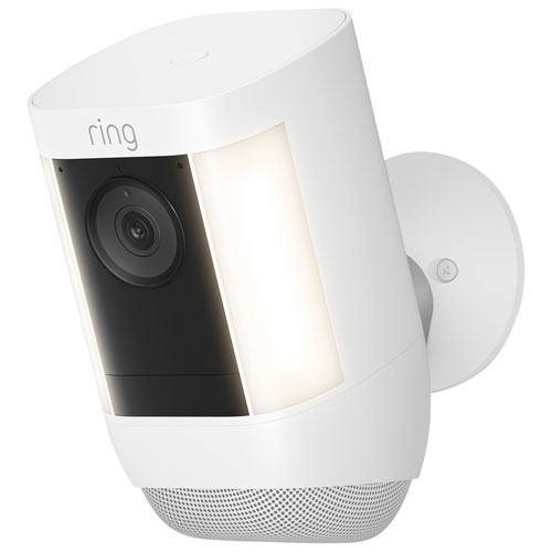 Caméra à projecteur ponctuel sans fil Wi-Fi 2K de Ring avec Ring Vision, DEL et détection de mouvement 3D - Blanc