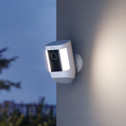 Ring Spotlight Cam Pro (Battery) Wire-Free Wi-Fi 2K Camera with Ring Vision, LED Lights & 3D Motion Detection - White