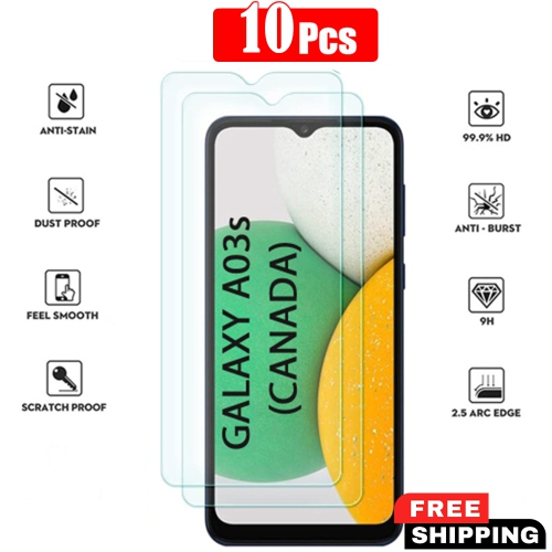 XCRS  Tempered Glass for Samsung Galaxy A03S Screen HD Film 9H Anti-Scratch-Case Friendly, Bubble Free Perfect Fit, Haptic Touch Accurate Screen Protector [ 10-Pack]
