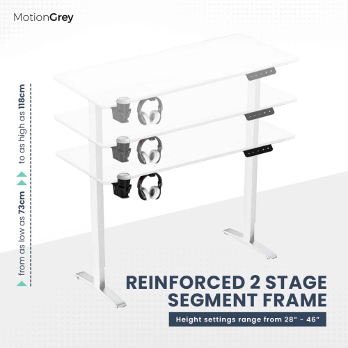 Ordinateur de bureau debout debout à hauteur ajustable à moteur électrique MotionGrey pour la maison et le bureau - Cadre blanc - Exclusivité Best Buy