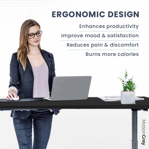 MotionGrey Pro Adjustable Left L-Shaped Electric Standing Desk with Memory Settings - 63"x43" Black Top Black Frame - Ergonomic Desk for Home and