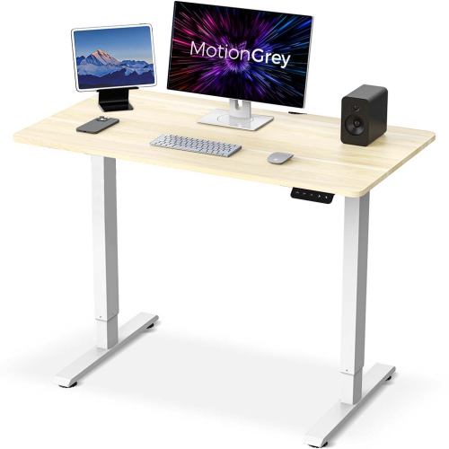 MotionGrey – Bureau debout à hauteur ajustable à moteur électrique, assis/debout, pour la maison et le bureau, cadre blanc, chez Best Buy