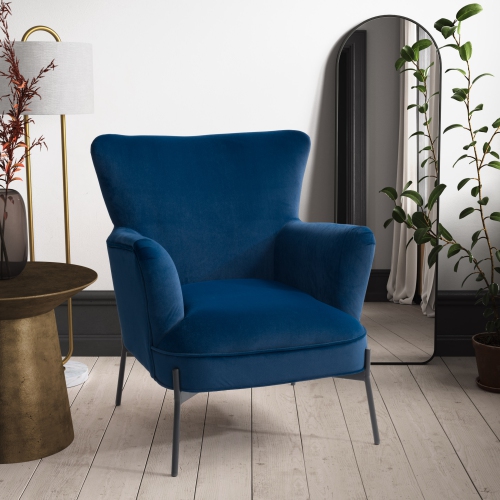 CorLiving LSS-201-C Elwood Wingback Accent Chair in Blue