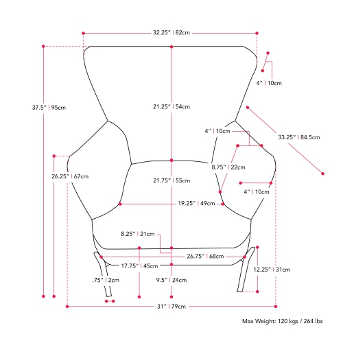 CorLiving LSS-201-C Elwood Wingback Accent Chair in Blue