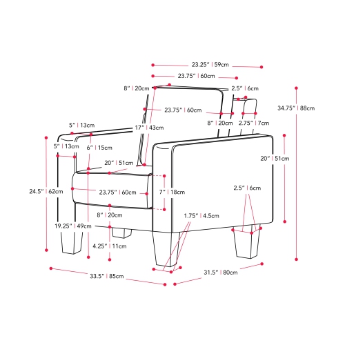 CorLiving Georgia Light Grey Fabric Accent Chair
