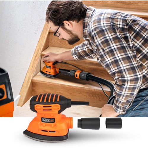 TACKLIFE Classic Mouse Detail Sander with 12Pcs Sandpapers, 12,000 OPM Sander, Efficient Dust Collection System For Tight Spaces Sanding in Home