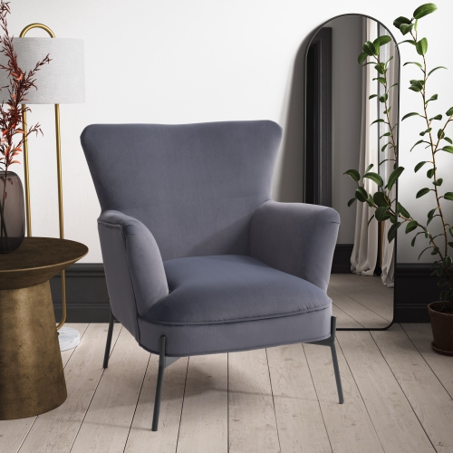 Fauteuil d'appoint à dossier ailé Elwood en gris