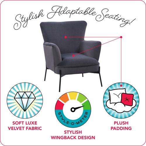 Fauteuil d'appoint à dossier ailé Elwood en gris