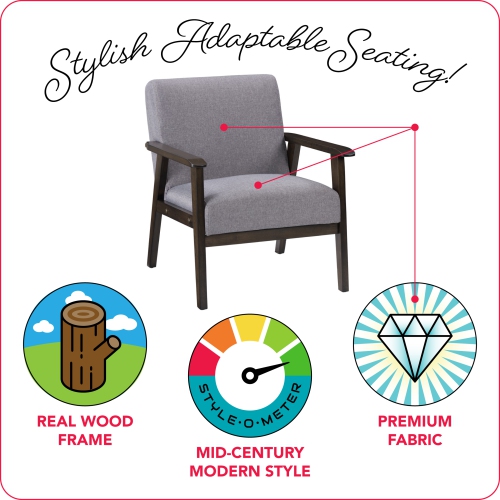 CorLiving LTS-100-C Greyson Wood Armchair